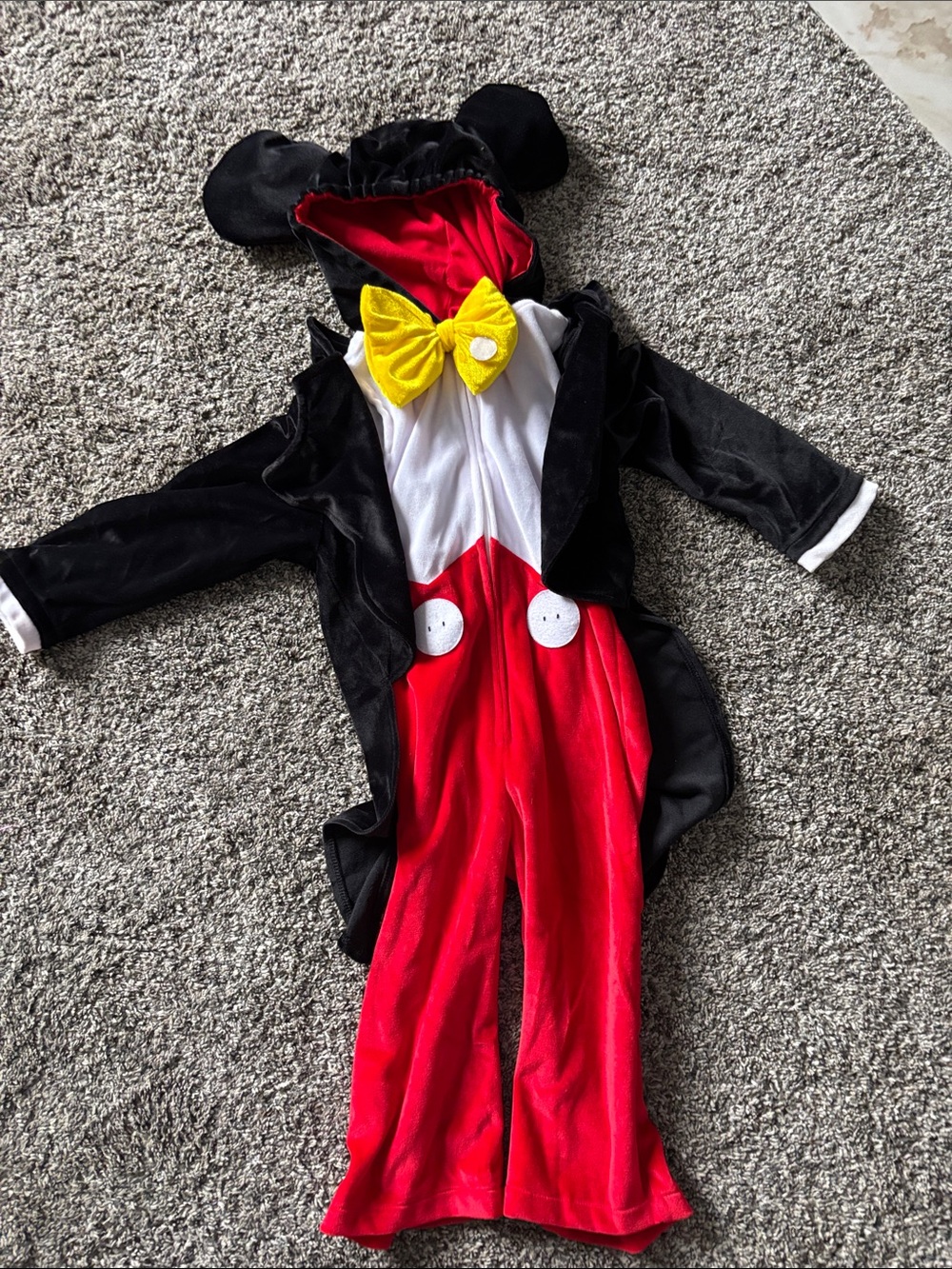 Kids Black & Red Mickey Mouse Costume with Yellow Bow